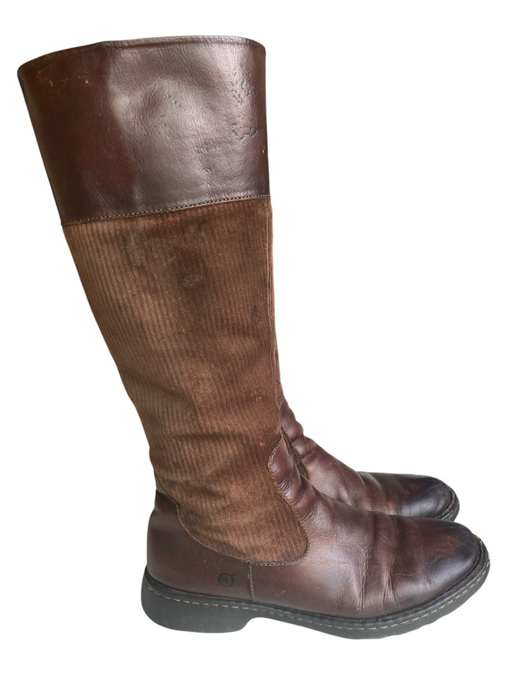 Born Tall Riding Boots, W1432, Leather with Textured Suede Shaft, Western, 11